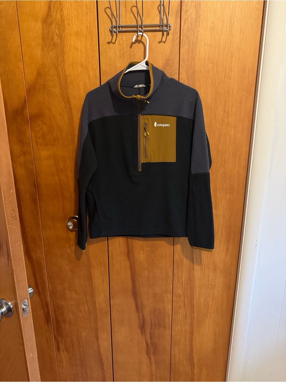cotopaxi Black and Mustard Yellow Fleece Pullover Jacket
